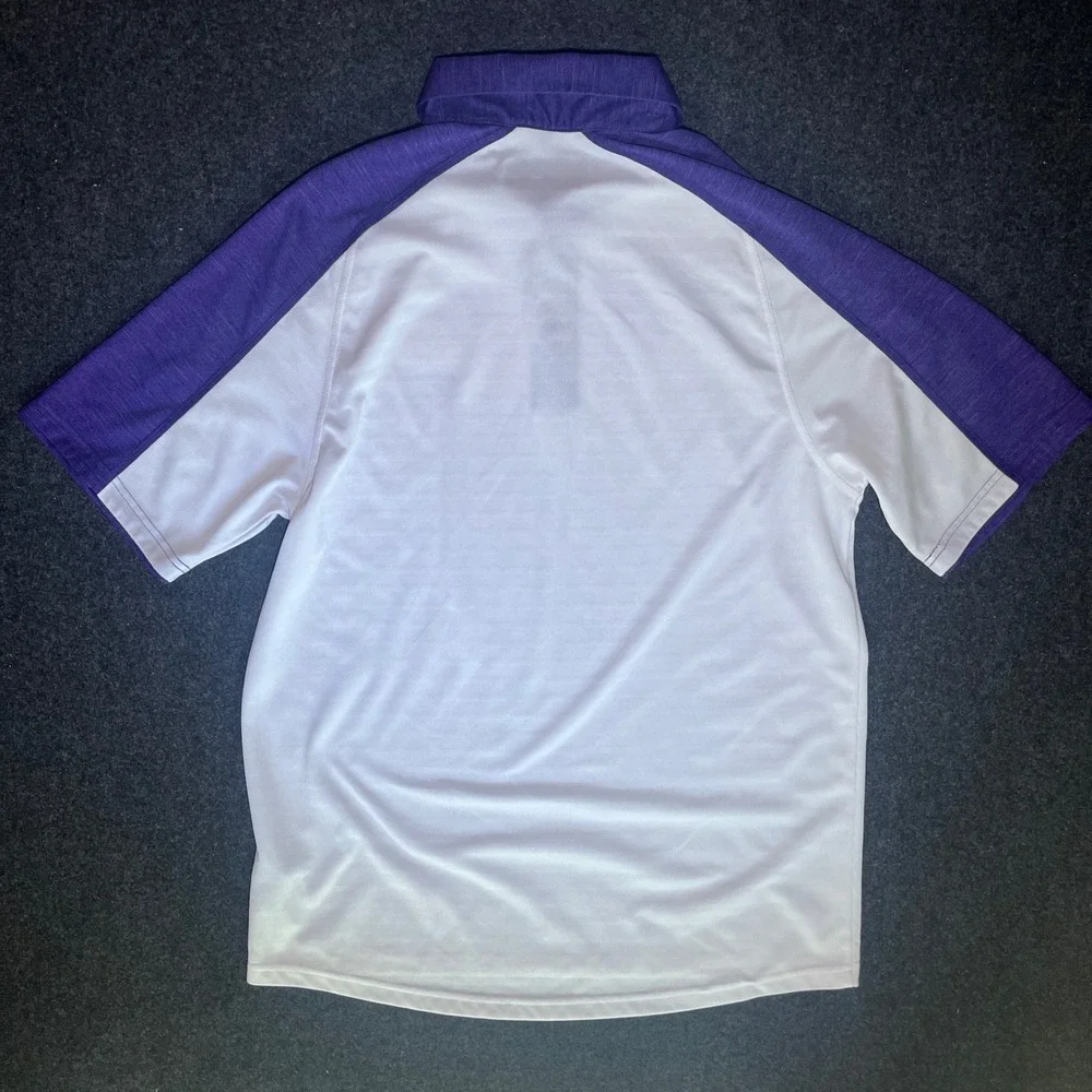 Adidas‎ Polo Shirt Mens Medium White Purple ECU Pirates Climalite Golf